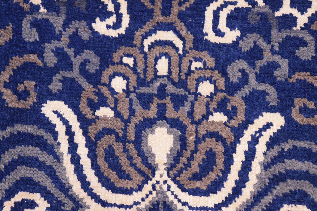 handmade Modern Kafkaz Blue Ivory Hand Knotted RECTANGLE WOOL&VISCOU area rug 8 x 10