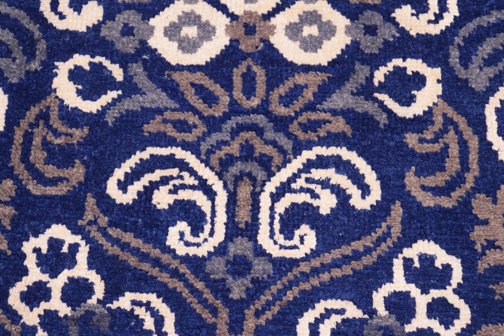 handmade Modern Kafkaz Blue Ivory Hand Knotted RECTANGLE WOOL&VISCOU area rug 8 x 10