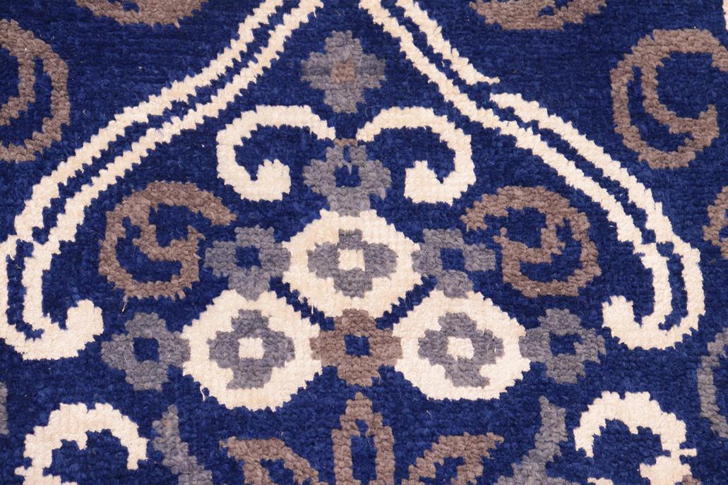 handmade Modern Kafkaz Blue Ivory Hand Knotted RECTANGLE WOOL&VISCOU area rug 8 x 10