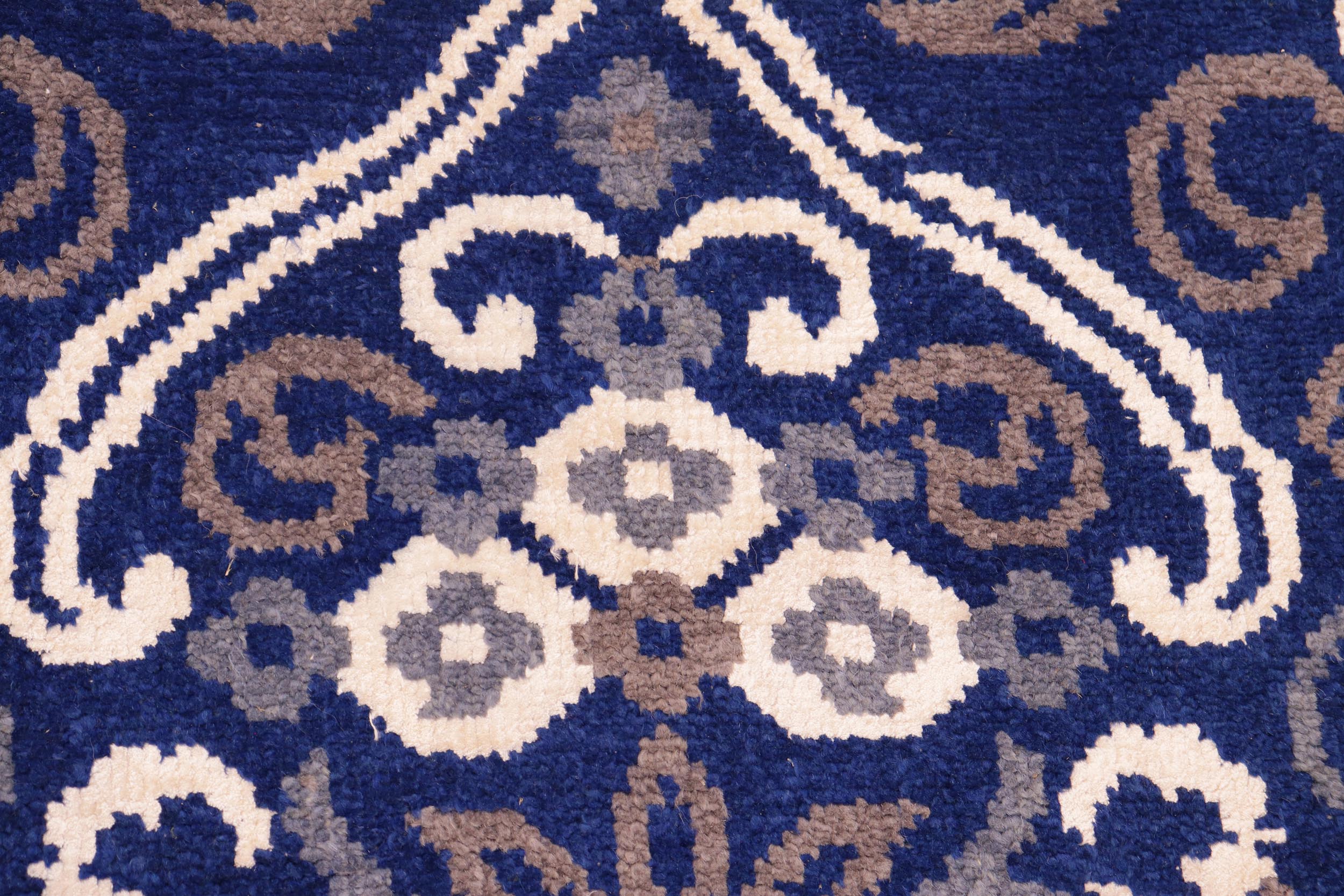 handmade Modern Kafkaz Blue Ivory Hand Knotted RECTANGLE WOOL&VISCOU area rug 8' x 10'