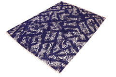 handmade Modern Abstract Blue Ivory Hand Knotted RECTANGLE WOOL&SILK area rug 8' x 10'