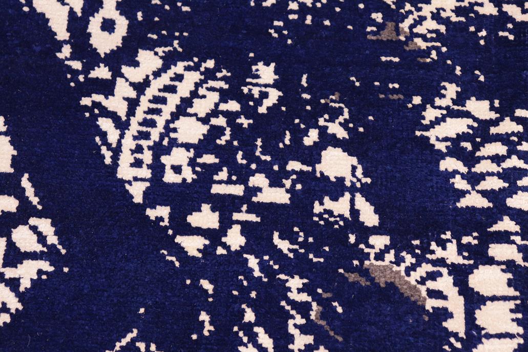 handmade Modern Abstract Blue Ivory Hand Knotted RECTANGLE WOOL&SILK area rug 8 x 10