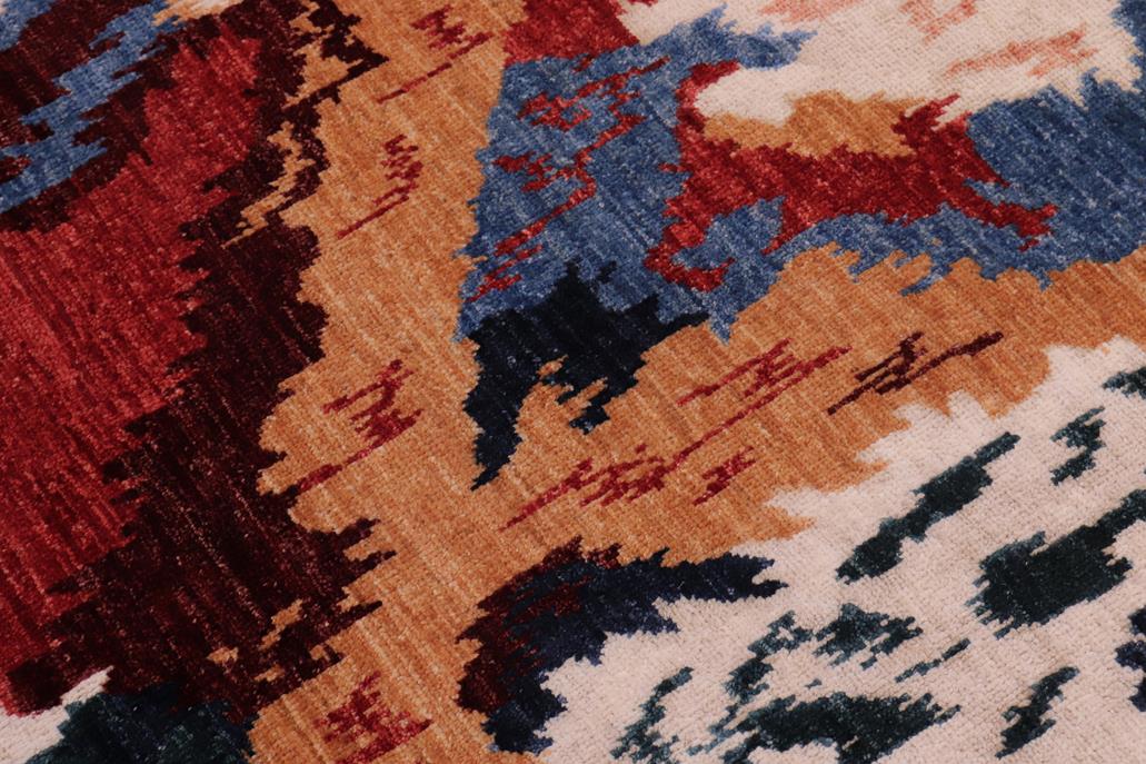 handmade Modern Abstract Red Ivory Hand Knotted RECTANGLE 100% WOOL area rug 8 x 10