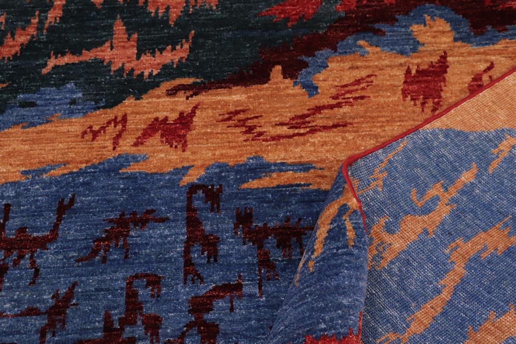 handmade Modern Abstract Red Ivory Hand Knotted RECTANGLE 100% WOOL area rug 8 x 10