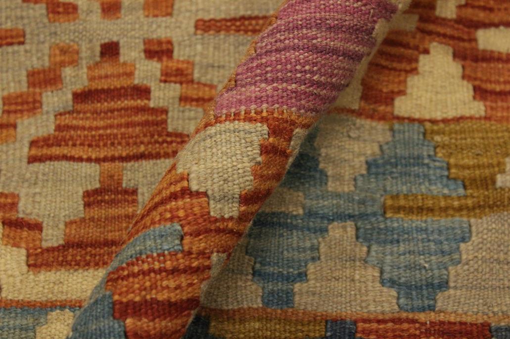 Flat Weave Kilim Antique Navaho Vintage handmade Geometric Kilim Beige Gold Hand-Woven Rectangle 100% Wool Area Rug 6x8 