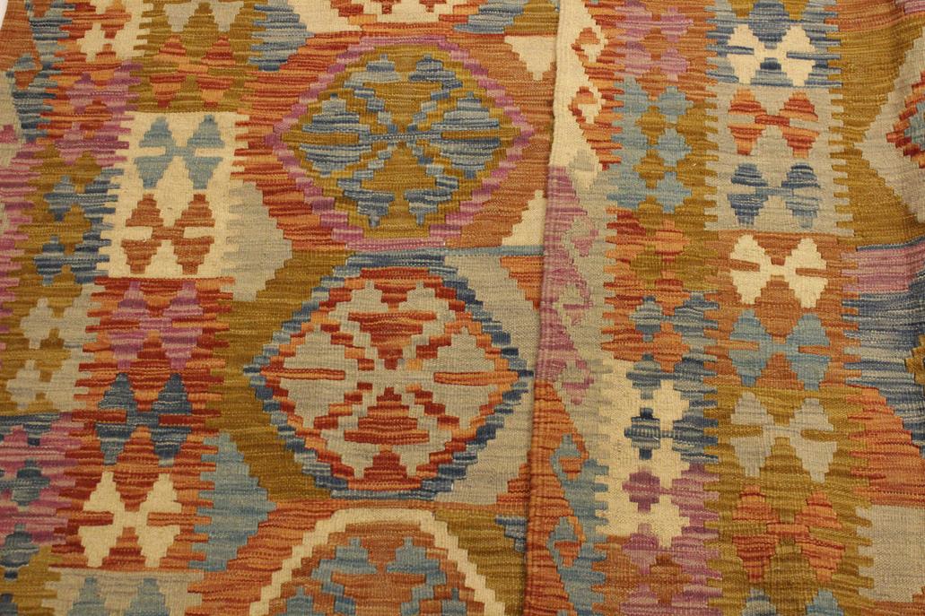 Flat Weave Kilim Antique Navaho Vintage handmade Geometric Kilim Beige Gold Hand-Woven Rectangle 100% Wool Area Rug 6x8 