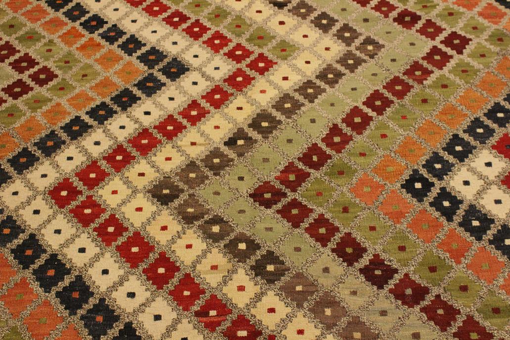 Flat Weave Kilim Antique Navaho Vintage handmade Modern Kilim Gray Brown Hand-Woven Rectangle 100% Wool Area Rug 5x7 