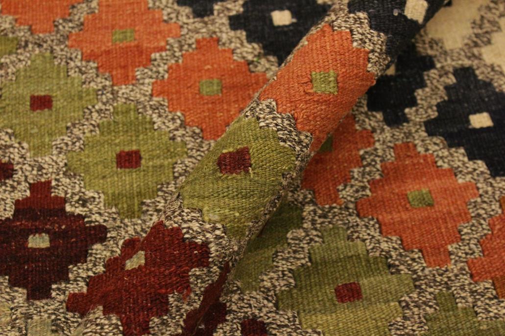 Flat Weave Kilim Antique Navaho Vintage handmade Modern Kilim Gray Brown Hand-Woven Rectangle 100% Wool Area Rug 5x7 