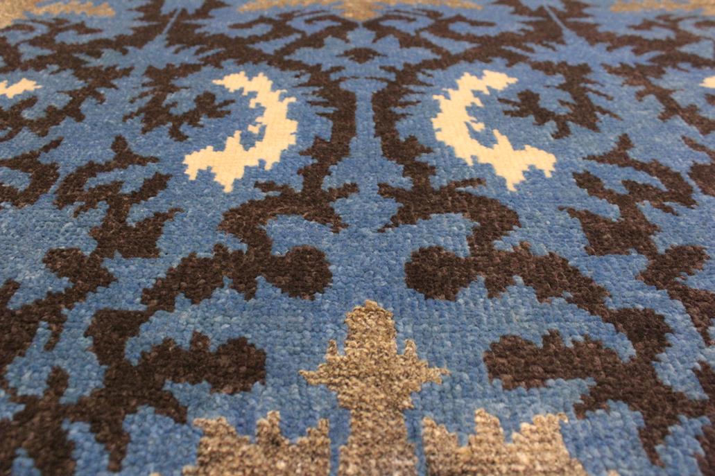 handmade Modern Cianna Lt. Blue Charcoal Hand Knotted RECTANGLE WOOL&VISCOU area rug 4 x 6