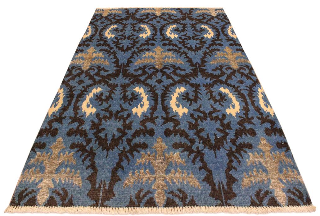 handmade Modern Cianna Lt. Blue Charcoal Hand Knotted RECTANGLE WOOL&VISCOU area rug 4 x 6