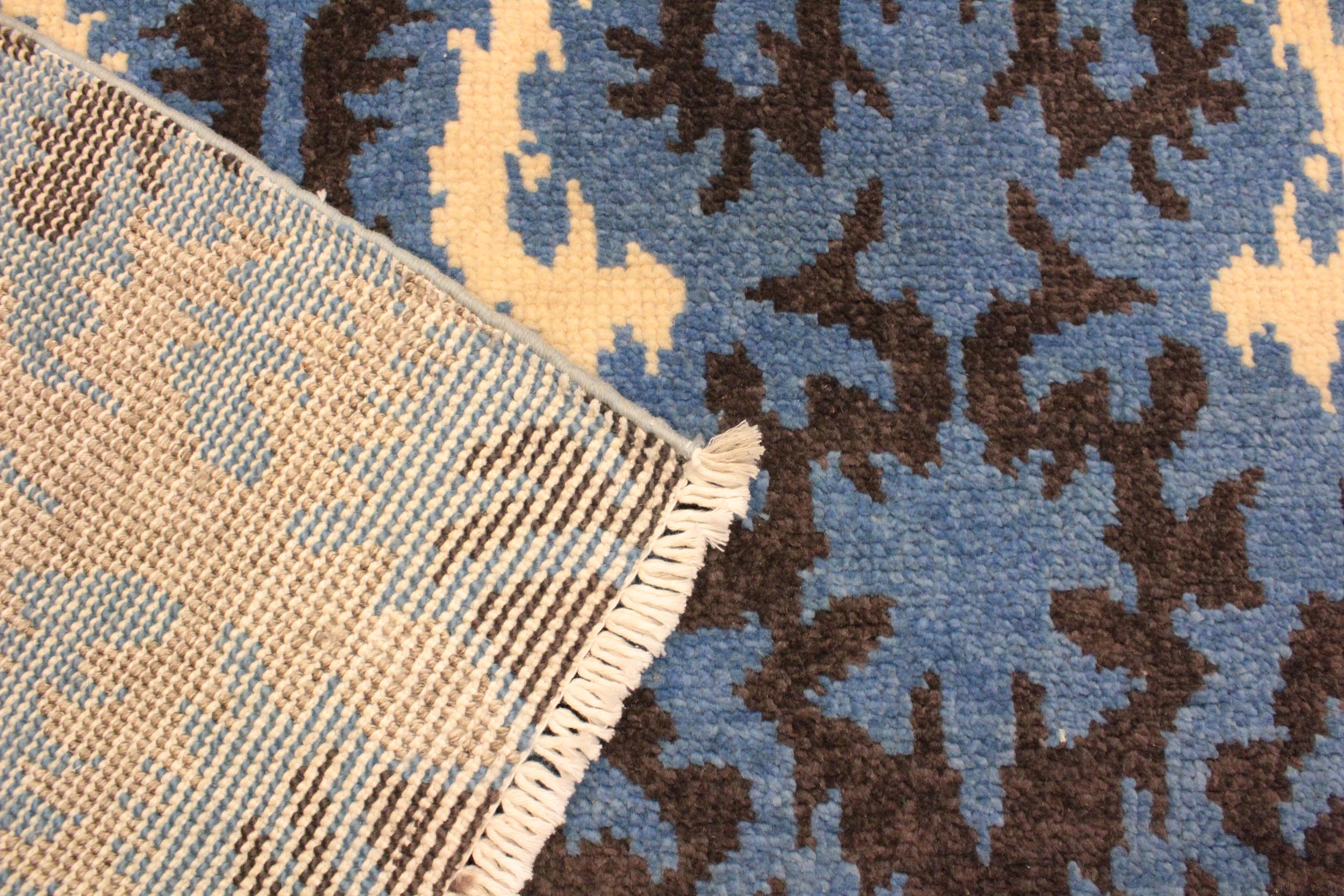 handmade Modern Cianna Lt. Blue Charcoal Hand Knotted RECTANGLE WOOL&VISCOU area rug 4' x 6'