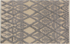 handmade Geometric Moroccan Hi Ivory Blue Hand Knotted RECTANGLE 100% WOOL area rug 6' x 8'