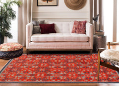 handmade Transitional Kafkaz Rust Blue Hand Knotted RECTANGLE 100% WOOL area rug 10 x 14