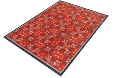 handmade Transitional Kafkaz Rust Blue Hand Knotted RECTANGLE 100% WOOL area rug 10 x 14
