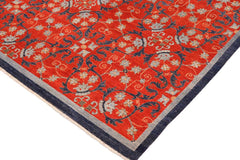 handmade Transitional Kafkaz Rust Blue Hand Knotted RECTANGLE 100% WOOL area rug 10 x 14