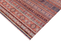 handmade Geometric Kurjean Red Blue Hand Knotted RECTANGLE 100% WOOL area rug 9x12