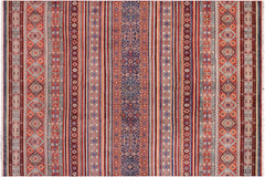 handmade Geometric Kurjean Red Blue Hand Knotted RECTANGLE 100% WOOL area rug 9x12