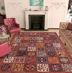 handmade Transitional Kafkaz Rust Blue Hand Knotted RECTANGLE 100% WOOL area rug 9 x 12