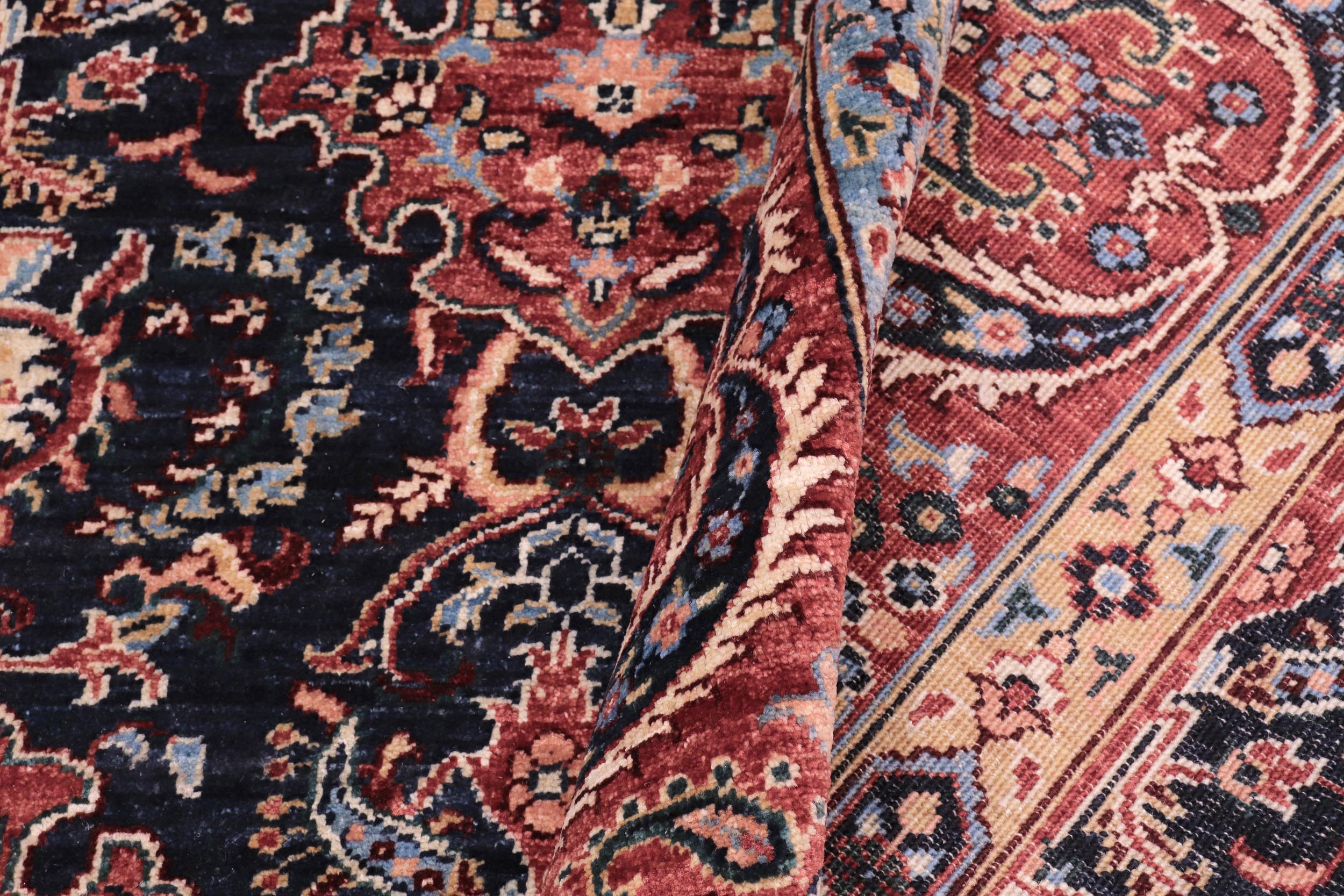handmade Transitional Kafkaz Blue Red Hand Knotted RECTANGLE 100% WOOL area rug 8' x 10'