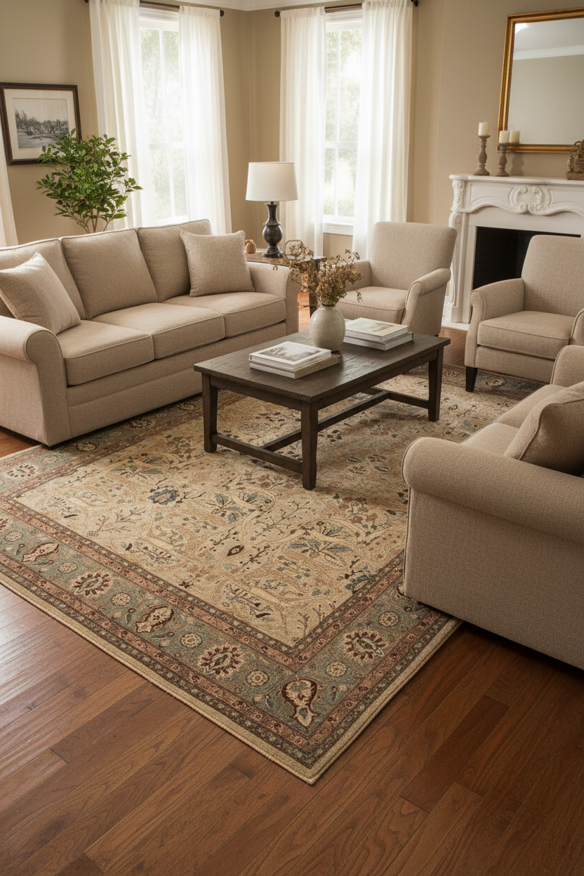 handmade Traditional  Lt. Tan Lt. Green Hand Knotted RECTANGLE 100% WOOL area rug 8' x 10'