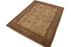 handmade Traditional  Lt. Tan Lt. Green Hand Knotted RECTANGLE 100% WOOL area rug 8' x 10'