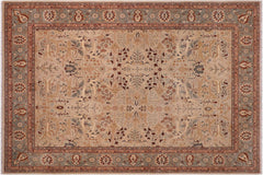 handmade Traditional  Lt. Tan Lt. Green Hand Knotted RECTANGLE 100% WOOL area rug 8' x 10'