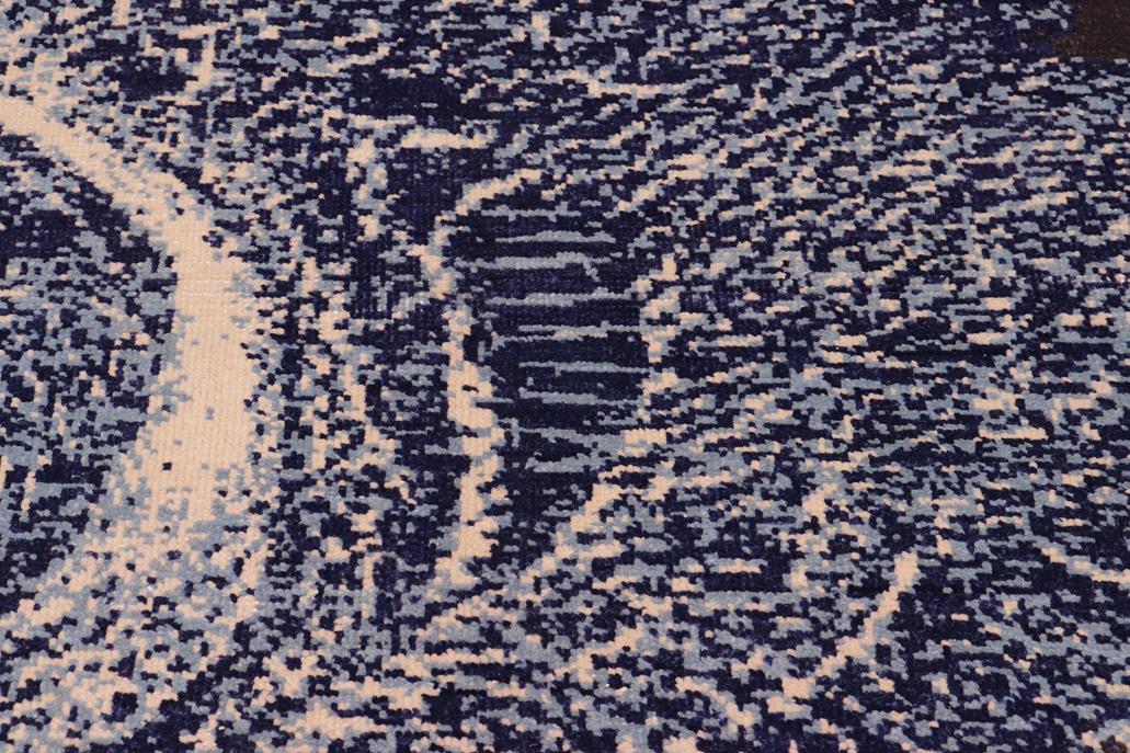 handmade Modern Abstract Blue Ivory Hand Knotted RECTANGLE 100% WOOL area rug 8 x 10