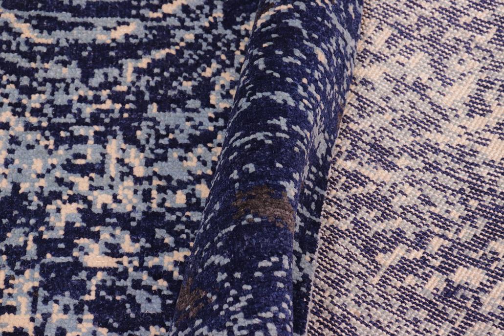 handmade Modern Abstract Blue Ivory Hand Knotted RECTANGLE 100% WOOL area rug 8 x 10