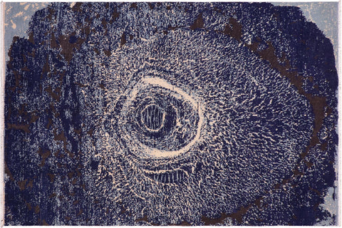 Chic Ziegler Leigha Blue/Ivory Wool Rug - 8'0'' x 10'5''