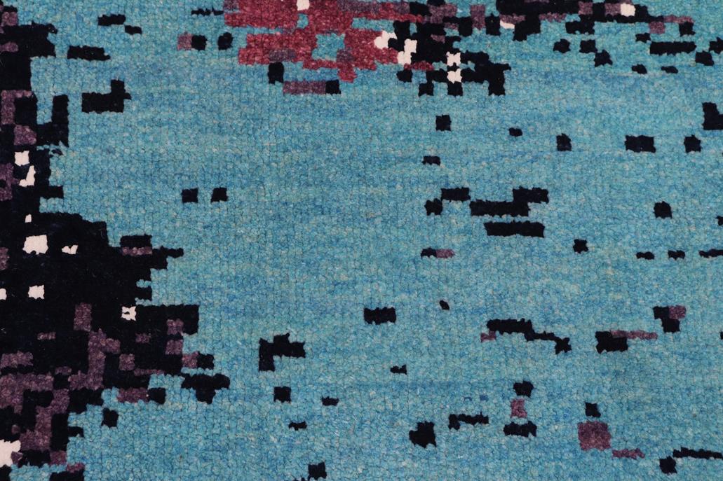 handmade Modern Abstract Lt. Blue Ivory Hand Knotted RECTANGLE WOOL&SILK area rug 8 x 10