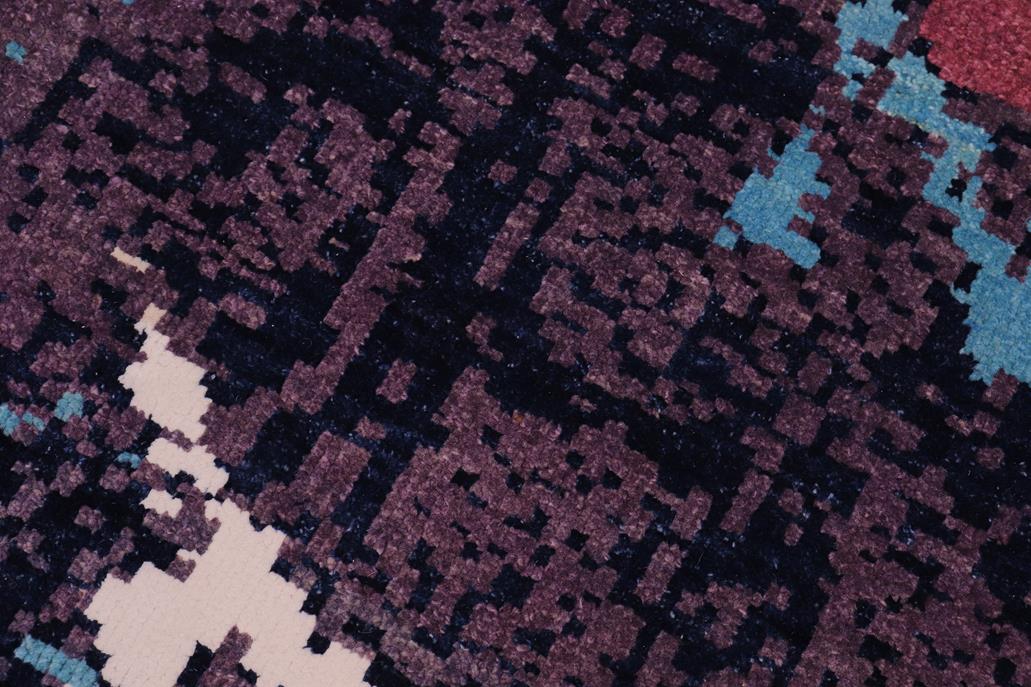 handmade Modern Abstract Lt. Blue Ivory Hand Knotted RECTANGLE WOOL&SILK area rug 8 x 10