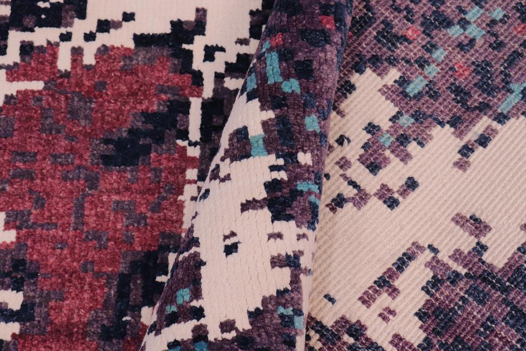 handmade Modern Abstract Lt. Blue Ivory Hand Knotted RECTANGLE WOOL&SILK area rug 8 x 10