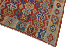 Flat Weave Kilim Antique Navaho Vintage handmade Geometric Kilim Rust Beige Hand-Woven Rectangle 100% Wool Area Rug 8x10 