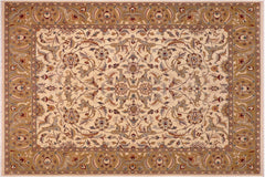 handmade Traditional  Ivory Lt. Green Hand Knotted RECTANGLE 100% WOOL area rug 8' x 10'