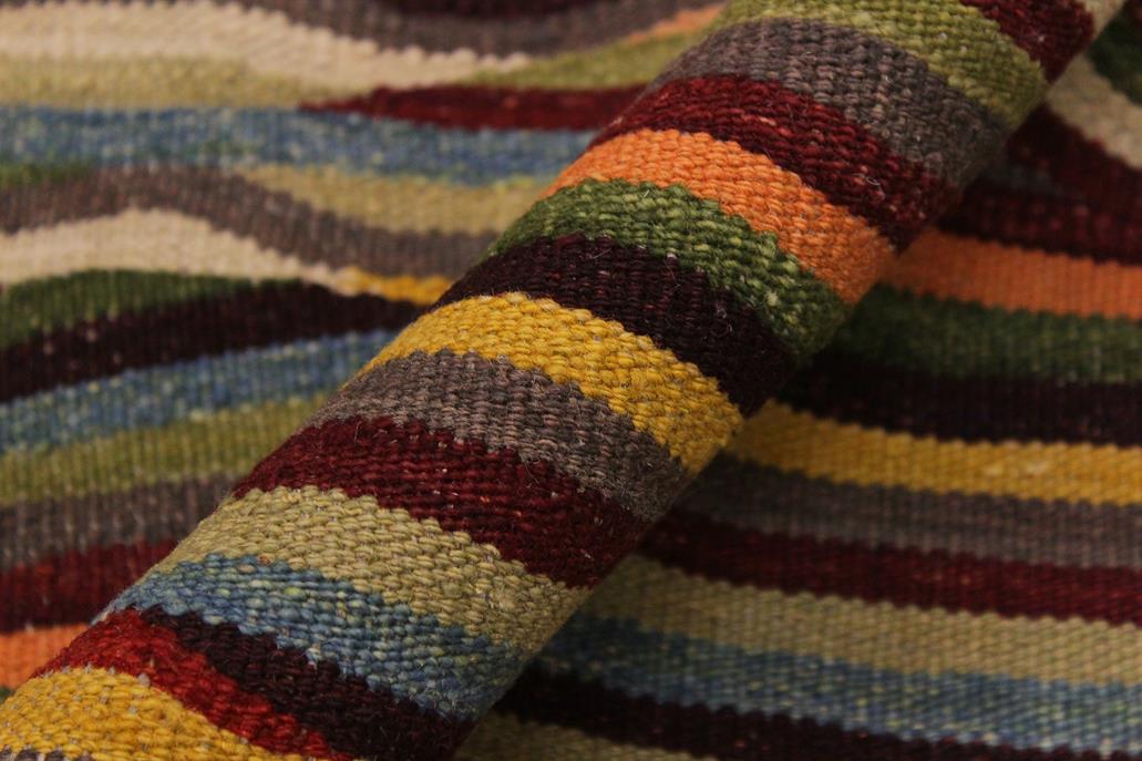 Flat Weave Kilim Antique Navaho Vintage handmade Modern Kilim Beige Blue Hand-Woven Rectangle 100% Wool Area Rug 6x8 