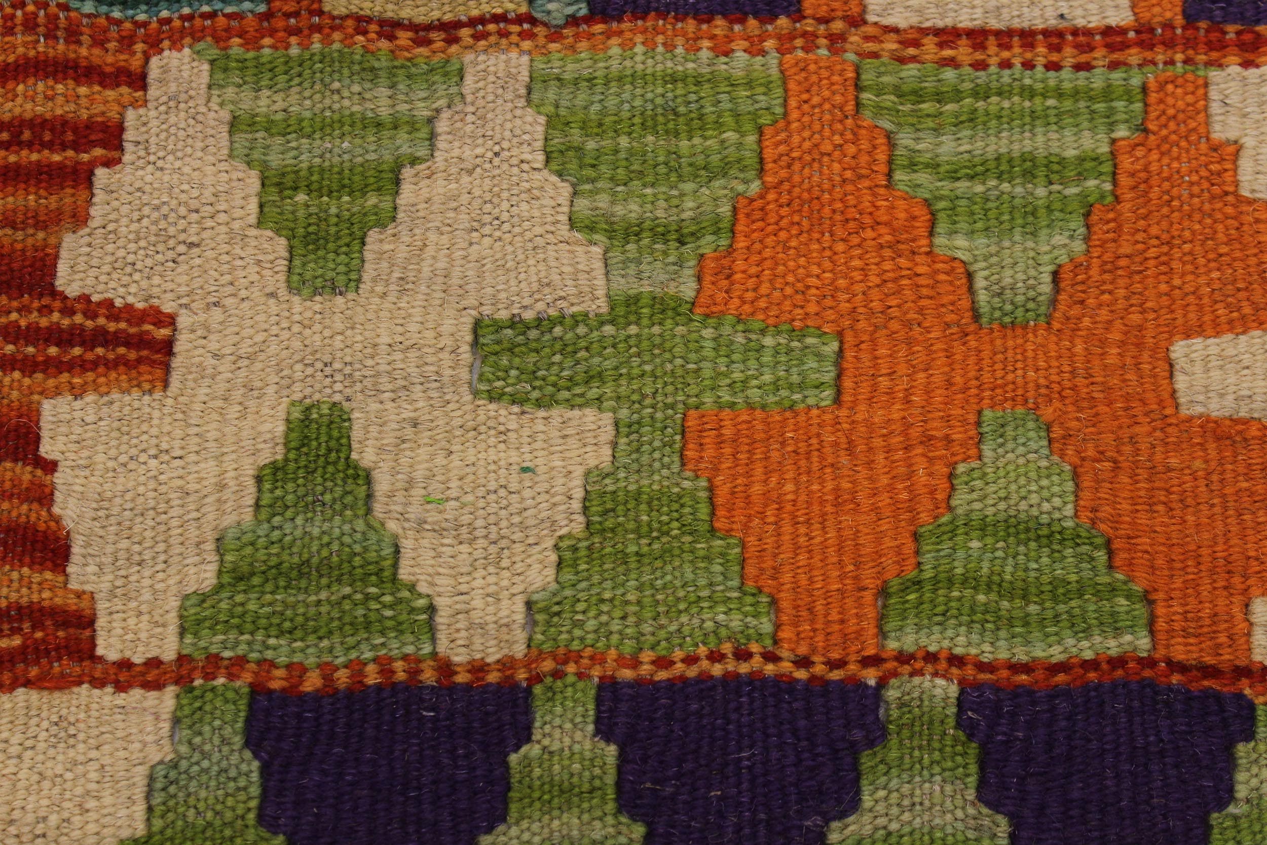 handmade Geometric Kilim Beige Rust Hand-Woven RECTANGLE 100% WOOL area rug 5 x 8
