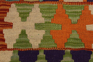 handmade Geometric Kilim Beige Rust Hand-Woven RECTANGLE 100% WOOL area rug 5 x 8