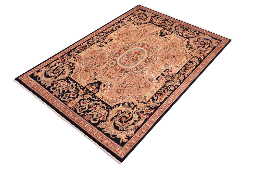 handmade Traditional Angola Tan Blue Hand Knotted RECTANGLE 100% WOOL area rug 8x10
