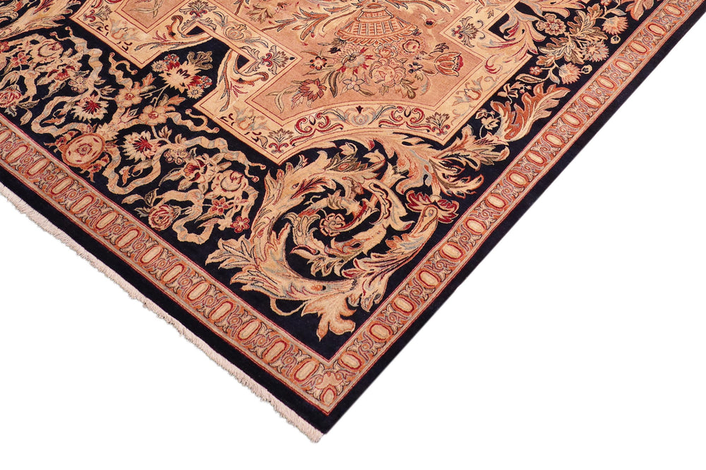 handmade Traditional Angola Tan Blue Hand Knotted RECTANGLE 100% WOOL area rug 8x10