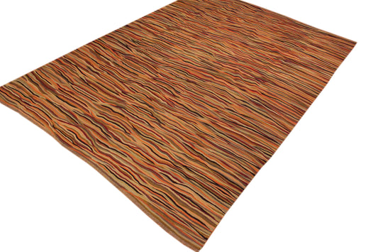 handmade Modern Kilim Beige Brown Hand-Woven RECTANGLE 100% WOOL area rug 10x14