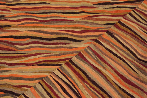 handmade Modern Kilim Beige Brown Hand-Woven RECTANGLE 100% WOOL area rug 10x14