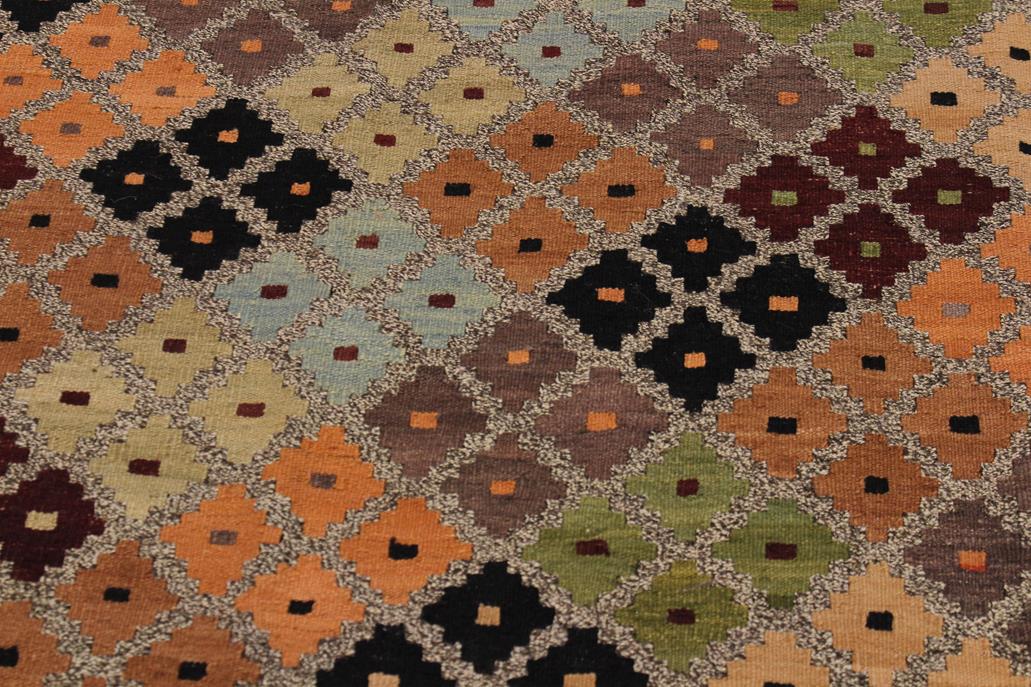 Flat Weave Kilim Antique Navaho Vintage handmade Modern Kilim Gray Black Hand-Woven Rectangle 100% Wool Area Rug 5x6 