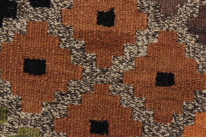 handmade Modern Kilim Gray Black Hand-Woven RECTANGLE 100% WOOL area rug 5 x 6