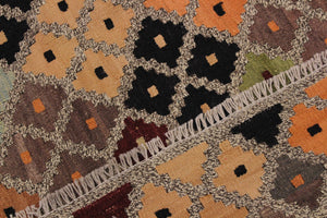 handmade Modern Kilim Gray Black Hand-Woven RECTANGLE 100% WOOL area rug 5 x 6