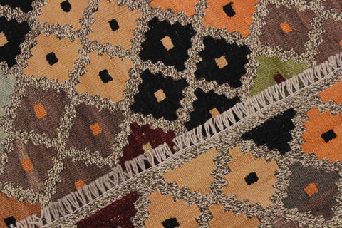 handmade Modern Kilim Gray Black Hand-Woven RECTANGLE 100% WOOL area rug 5 x 6
