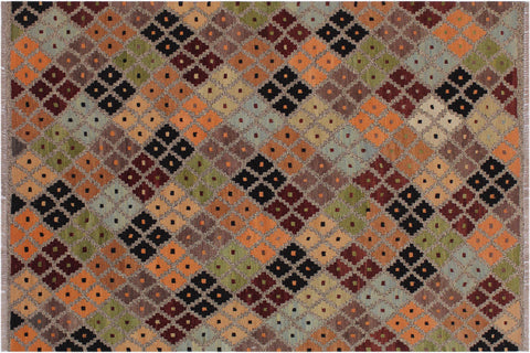 handmade Modern Kilim Gray Black Hand-Woven RECTANGLE 100% WOOL area rug 5 x 6