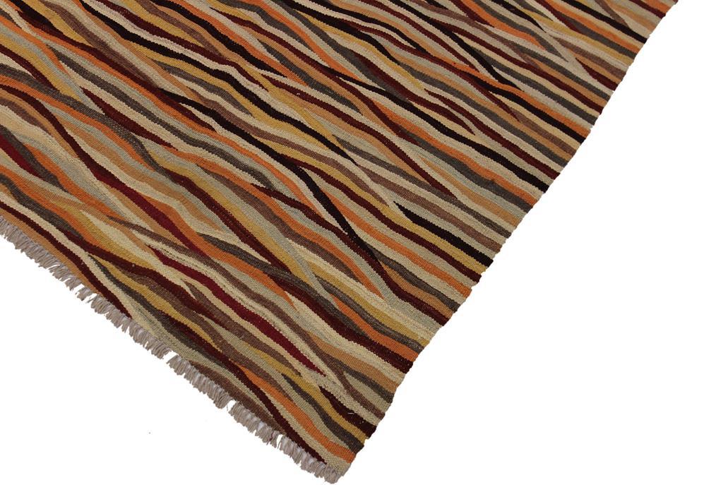 Flat Weave Kilim Antique Navaho Vintage handmade Modern Kilim Beige Red Hand-Woven Rectangle 100% Wool Area Rug 8x10 