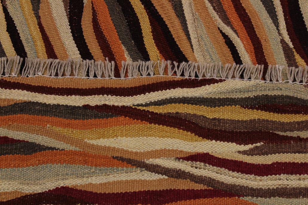 Flat Weave Kilim Antique Navaho Vintage handmade Modern Kilim Beige Red Hand-Woven Rectangle 100% Wool Area Rug 8x10 