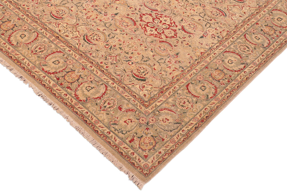handmade Transitional Kashan Tan Gray Hand Knotted RECTANGLE 100% WOOL area rug 8' x 10'