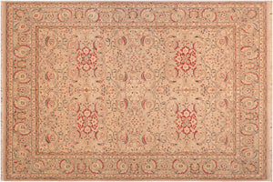 8x10 hand knotted Persian rug in tan and gray - Kashan Istanbul Violet